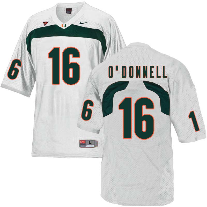 Nike Miami Hurricanes #16 Pat O'Donnell College Football Jerseys Sale-White - Click Image to Close